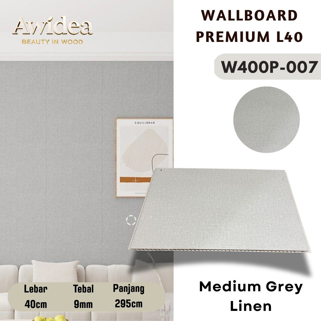 Wallboard AWIDEA Medium Grey Linen kode W400P-007